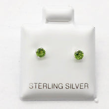 Load image into Gallery viewer, August! 3mm Created Peridot &amp; Silver Earrings 10146H - PremiumBead Alternate Image 3
