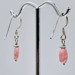 Rhodochrosite Sterling Silver Drop Earrings | 3/4" Long | Pink | 1 Pair |