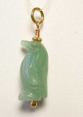 Darling! Aventurine Penguin 22K Vermeil Gold Pendant 509273AVG - PremiumBead Primary Image 1
