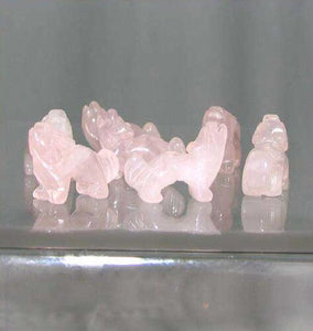 Howling 2 Carved Rose Quartz Standing Wolf/Coyote Beads | 21x17x7.5mm | Pink - PremiumBead Alternate Image 2