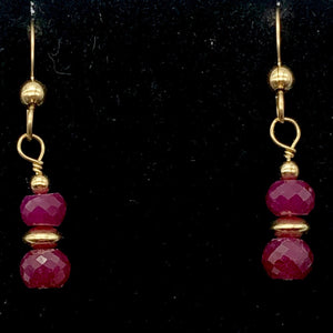 Natural Precious Gemstone Ruby Earrings with Gold Findings - PremiumBead Alternate Image 2