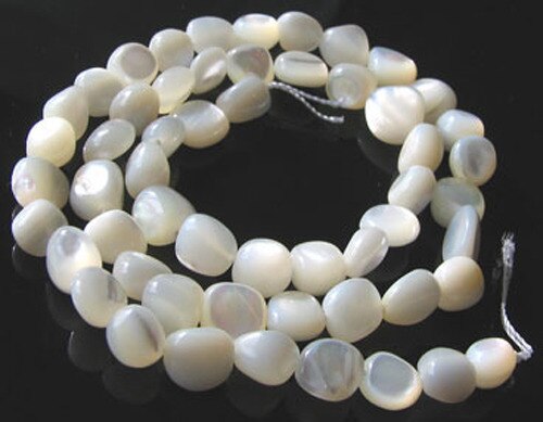 Creamy White Natural Mother of Pearl Shell Nugget Bead Strand 104376 - PremiumBead Primary Image 1