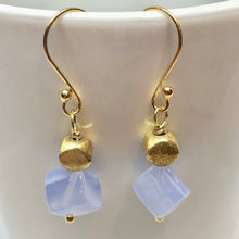 Load image into Gallery viewer, Blue Chalcedony and 22K Vermeil Brushed Bead Earrings! 309231C - PremiumBead Primary Image 1
