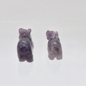2 Hand Carved Natural Amethyst Bear Beads | 22x12.5x9.5mm | Purple some w/white - PremiumBead Alternate Image 7