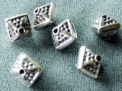 2 Double Pyramid Bali Silver Beads 003220 - PremiumBead Primary Image 1