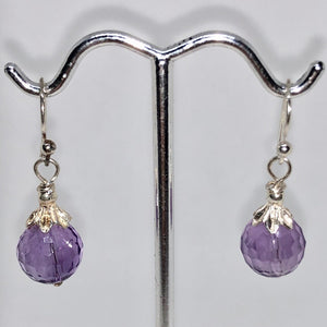 Faceted 10mm Amethyst and Sterling Earrings 309385 - PremiumBead Primary Image 1