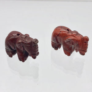 Wild Hand Carved Brecciated Jasper Elephant Figurine | 20x15x7mm | Dark Red