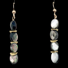 Load image into Gallery viewer, Faceted Tahitian MoP Shell 14K Gold Filled Earrings with Gold Beads|2 Inch Drop|
