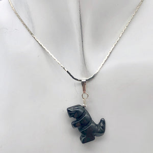 Semi Precious Stone Jewelry T rex Pendant Necklace of Hematite/Silver - PremiumBead Alternate Image 6