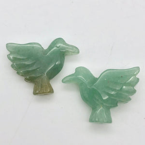 Lovely 2 Hand Carved Aventurine 18x18x7mm Dove Bird Beads | 18x18x7mm | Green - PremiumBead Alternate Image 7