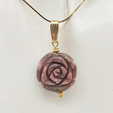 Load image into Gallery viewer, Pretty in Pink! Rhodonite Rose and 14K Gold FilledPendant | 20mm | 1.5&quot; Long - PremiumBead Alternate Image 2

