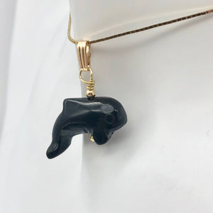 Happy Obsidian Orca Whale 14K Gold Filled 1.06" Long Pendant 509301ORG - PremiumBead Alternate Image 6