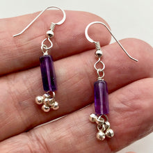 Load image into Gallery viewer, Enchanting Amethyst &amp; Sterling Silver Earrings!|4x4x12mm Amethyst| 1 1/2&quot; Long| - PremiumBead Alternate Image 2
