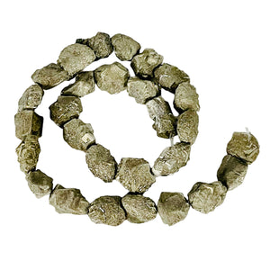 Pyrite Crystals Strand | 21x18x12 20 14x14x14mm | Silver Gold | 28 Beads |