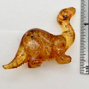 Natural Untreated Amber Hand Carved Diplodocus Dinosaur | 45x27x10mm | Figurine