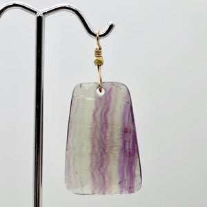 Striped Lavender Fluorite 14K Gold Filled Trapezoid Pendant | 2 Inch Long |