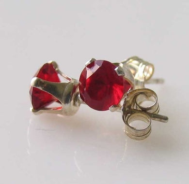 January Round 5mm Created Red Garnet & 925 Sterling Silver Stud Earrings 10147A2 - PremiumBead Primary Image 1