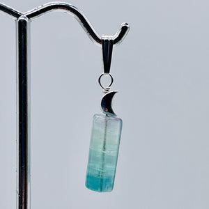 Fluorite Sterling Silver Drop/Dangle Pendant | 1" Long | Blue | 1 Pendant |