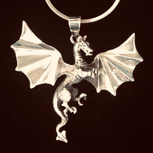 Dragon Sterling Silver Drop/Dangle | 2" Long | Silver | 1 Pendant |