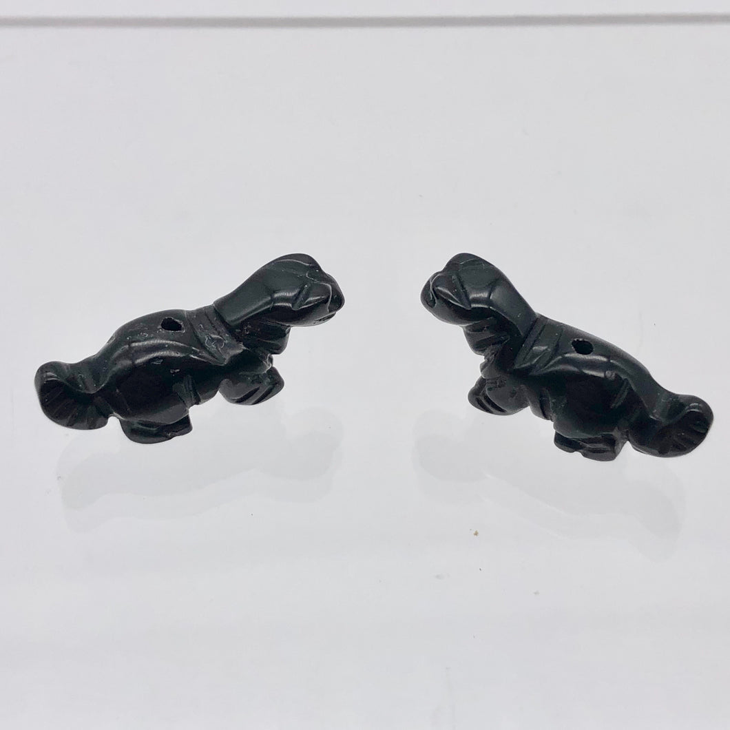 Dinosaur 2 Carved Obsidian Diplodocus Beads | 25x11.5x7.5mm | Black - PremiumBead Primary Image 1