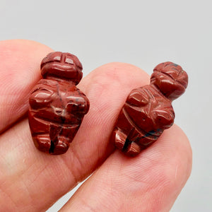 FERTILE! Carved Red JASPER Goddess of Willendorf Figurine | 20x10x9mm | Red