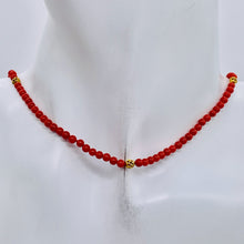 Load image into Gallery viewer, AAA Natural Ox Blood Red Coral &amp; 14K Gold 18 inch Necklace 202904
