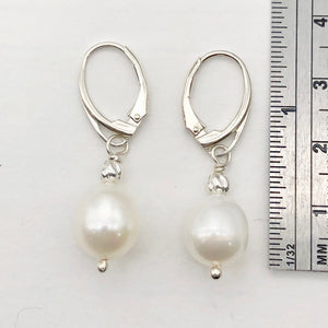 Pearl Dangle Sterling Silver Earrings | 1.38" Long | Satiny White |