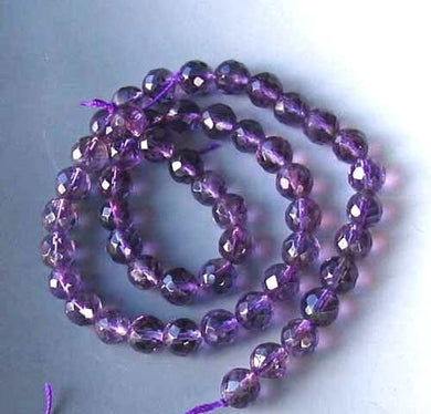 Royal Natural Faceted 8mm Amethyst Round Bead Strand 110453A - PremiumBead Primary Image 1