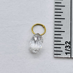 Natural White Conflict Free Diamond Briolette 18K Pendant | 3.5x2mm, Loop: 4mm |