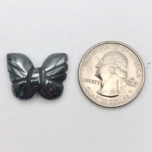 Load image into Gallery viewer, Iron Butterfly 2 Hand Carved Hematite Butterfly Beads | 21x18x5mm | Silver black - PremiumBead Alternate Image 5
