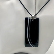 Load image into Gallery viewer, Sardonyx Agate &amp; Sterling Silver Pendant | 65x30x5mm | Black | Rectangle | - PremiumBead Alternate Image 5
