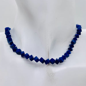 Exclusive Lapis Diagonal Drill Cube Bead Strand 108883