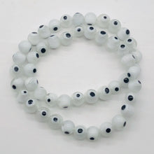 Load image into Gallery viewer, Lampwork Glass Eye 14" Strand Round Beads | 8 mm | White | 48 Beads }
