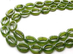 2 Picture Frame Nephrite Jade 18x13mm Oval Beads 009387 - PremiumBead Primary Image 1