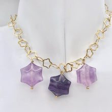 Load image into Gallery viewer, Natural Fluorite &amp; 22K Vermeil Star 18 inch Necklace 209245Fl - PremiumBead Primary Image 1
