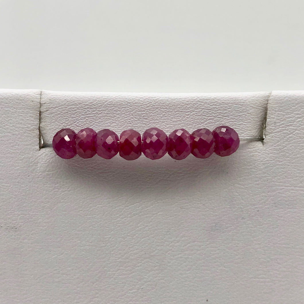 8 Natural Ruby 4.5to4.9x3.5to3mm Faceted Roundel Beads | Red | 6+cts | - PremiumBead Primary Image 1