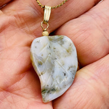 Load image into Gallery viewer, Ocean Jasper Carved Autumn Leaf Bead 14K Gold Filled Pendant | 1 3/4" Long |
