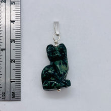 Load image into Gallery viewer, Adorable! Kambaba Jasper Carved Sitting Cat Sterling Silver Pendant
