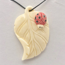 Load image into Gallery viewer, Loving Ladybug on a Leaf Hand Carved Pendant Bead | 44x29x8.5mm | 10870 - PremiumBead Alternate Image 8
