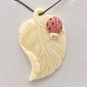 Loving Ladybug on a Leaf Hand Carved Pendant Bead | 44x29x8.5mm | 10870 - PremiumBead Alternate Image 8
