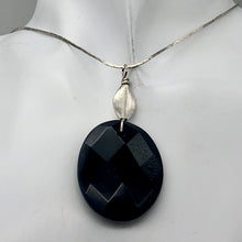 Load image into Gallery viewer, Onyx Faceted Sterling Silver Oval Pendant | 2&quot; Long | Black |
