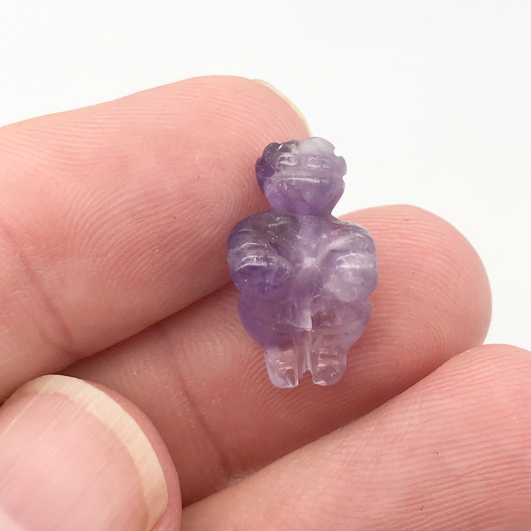2 Hand Carved Amethyst Goddess of Willendorf Beads | 20x9x7mm | Purple - PremiumBead Primary Image 1