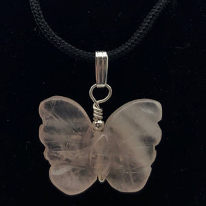 Flutter Carved Rose Quartz Butterfly and Sterling Silver Pendant 509256RQS - PremiumBead Alternate Image 3