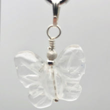 Load image into Gallery viewer, Flutter Carved Quartz Butterfly Sterling Silver Pendant | 1 1/4&quot; Long| Clear | - PremiumBead Alternate Image 2
