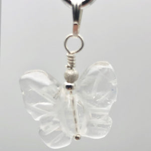 Flutter Carved Quartz Butterfly Sterling Silver Pendant | 1 1/4" Long| Clear | - PremiumBead Alternate Image 2