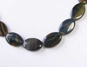 Midnight Blue Tigereye Flat Oval Bead (13 Beads) 7.75 inch Strand 10243HS - PremiumBead Alternate Image 2
