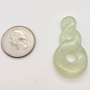 Hand Carved Translucent Serpentine Infinity Pendant with Black Cord 10821Y | 45x23.5x6.5mm | Light Green - PremiumBead Alternate Image 4