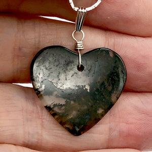 Limbcast Agate Agate Valentine Heart Silver Pendant | 30x26x2mm | Moss Green | - PremiumBead Alternate Image 6