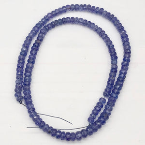 Tanzanite Faceted Roundel Beads | 4.5-5mm | Blue | 9 Bead(s)