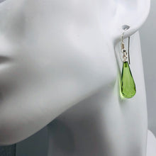 Load image into Gallery viewer, Amber Faceted Sterling Silver Earrings | 2 1/4&quot; Long | Green | 1 Pair |
